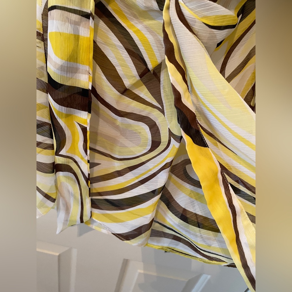 Cache Yellow And Brown Patterned Blouse - image 6
